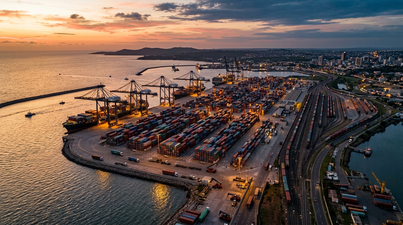 Rail and port infrastructure representing the Lobito Atlantic Corridor